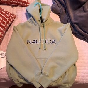 Nautica Light Green Hoodie with Logo Tag